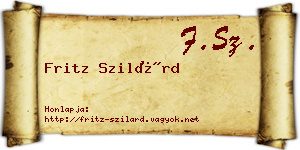 Fritz Szilárd névjegykártya